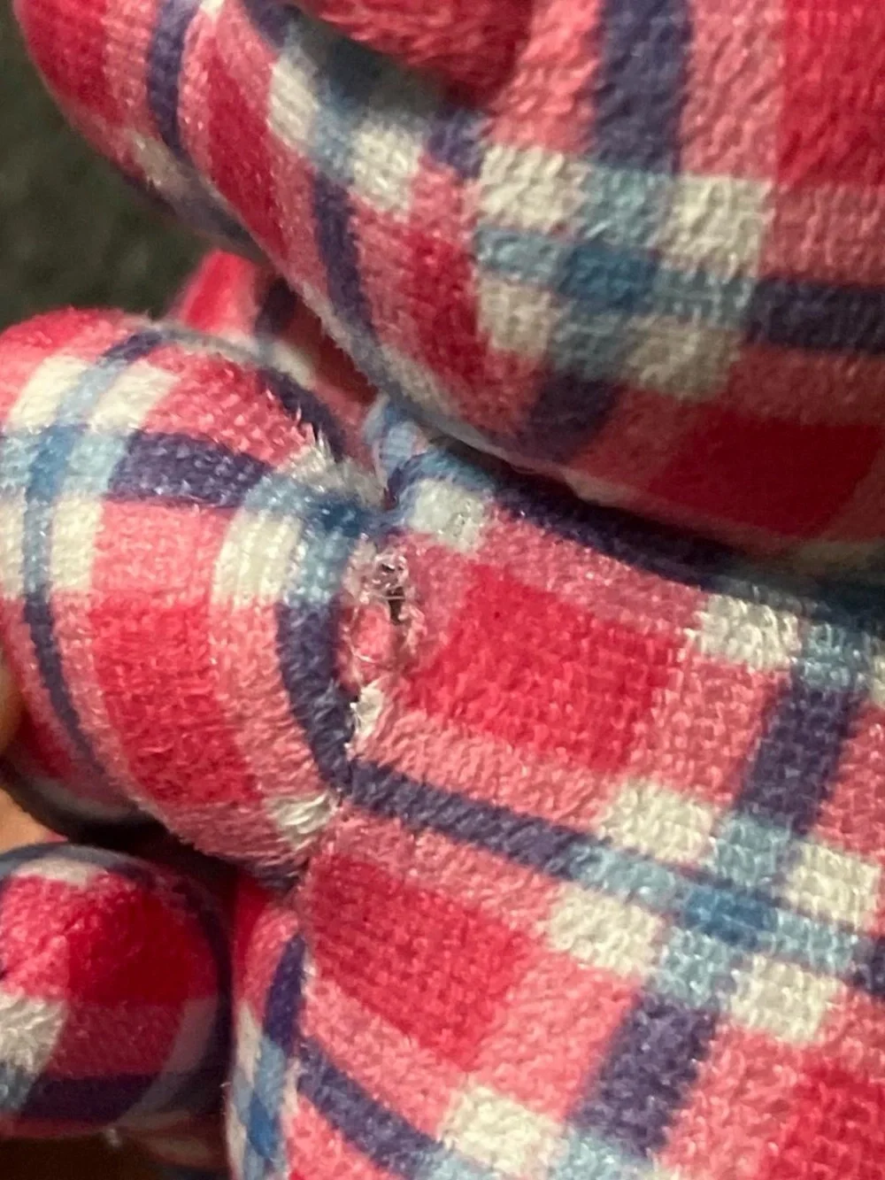 Pink and Blue Plaid Plush Kangaroo